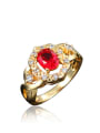 thumb Elegant Red 18K Gold Plated Zircon Geometric Shaped Ring 0