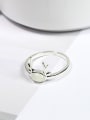 thumb Simple Tiny Deer Antlers White Opal Stone 925 Silver Ring 0