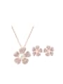 thumb Alloy Rose Gold Plated Fashion Pearl and CZ Flower-shaped Four Pieces Jewelry Set 0