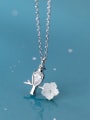 thumb 925 Sterling Silver With Platinum Plated Cute Little Bird Flower Necklaces 0