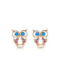 thumb Lovely Colorful Austria Crystals Owl Shaped Stud Earrings 0