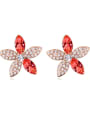 thumb Fashion Marquise Tiny Cubic austrian Crystals Flower Stud Earrings 3