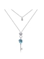 thumb Exquisite Little Key Pendant austrian Crystals Double Layer Necklace 0