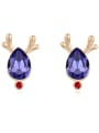 thumb Fashion Water Drop austrian Crystal Deer Horn Stud Earrings 4