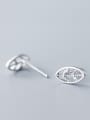 thumb 925 Sterling Silver With Silver Plated Simplistic Leaf Stud Earrings 2