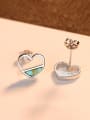thumb 925 Sterling Silver With Turquoise  Cute Heart Stud Earrings 3