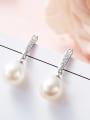 thumb Fashion White Artificial Pearl Cubic Zirconias 925 Silver Stud Earrings 2