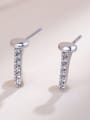 thumb Elegant Silver Nail Zircon Stud Earrings 2