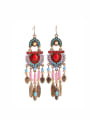 thumb Alloy Feather Colorful Stones Drop Chandelier earring 0