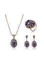 thumb 2018 Alloy Antique Gold Plated Vintage style Artificial Stones Three Pieces Jewelry Set 0