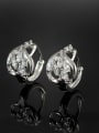 thumb All-match Platinum Plated Heart Shaped Zircon Clip Earrings 1