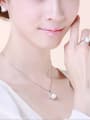 thumb Copper Alloy White Gold Plated Fashion Pearl Three Pieces Zircon Jewelry Set 1
