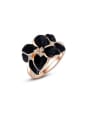 thumb Black Rosary Shaped Austria Crystal Enamel Ring 0