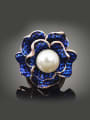 thumb Fashion Exaggerated Blue Flower Artificial Pearl Alloy Ring 0