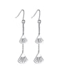 thumb 925 Sterling Silver With Long fringe fan Fashion Irregular Drop Earrings 0