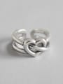 thumb 925 Sterling Silver With Silver Plated Vintage Heart Free size  Rings 0