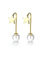 thumb Delicate stainless steel five-pointed star beaded earrings 0