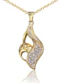 thumb Trendy 18K Gold Plated Leaf Shaped Zircon Necklace 0