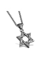 thumb Retro style Hollow Six-pointed Star Titanium Necklace 0