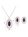 thumb Alloy Rose Gold Plated Fashion Artificial Stones Hollow Oval-shaped Two Pieces Jewelry Set 2