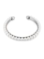 thumb Simple White Imitation Pearls-covered Alloy Opening Bangle 1