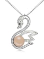thumb Exquisite Imitation Pearl Shiny White Crystals-studded Swan Alloy Necklace 4