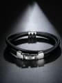 thumb Copper inlay AAA zircon Fashion Personality Leather Cord Bracelet 3