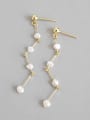 thumb Sterling silver simple synthetic pearl  tassel earring 0