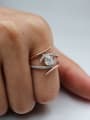 thumb Copper With 18k Rose Gold Plated Delicate Cubic Zirconia Engagement Rings 1