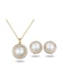 thumb Elegant Round Shaped Artificial Pearl Three Pieces Jewelry Set 0