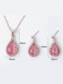 thumb Alloy Rose Gold Plated Fashion Water Drop shaped Opal Two Pieces Jewelry Set 3