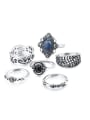 thumb Retro style Resin stones Antique Silver Plated Ring Set 0