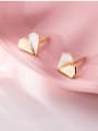 thumb 925 Sterling Silver With Shell Simplistic Heart Stud Earrings 0