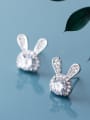 thumb 925 Sterling Silver With Platinum Plated Cute Rabbit Stud Earrings 1