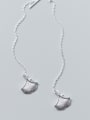 thumb Sterling silver simple ginkgo leaf  long section ear wire 2