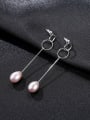 thumb Pure silver double ring design natural pearl earrings 0