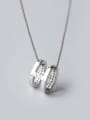 thumb S925 Silver H Letter shaped Oval Necklace 1