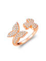 thumb Exquisite Rose Gold Plated Butterfly Shaped Zircon Ring 0