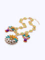 thumb Colorful Flower Artificial Stones Alloy Necklace 3