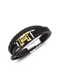 thumb Personalized Artificial Leather Woven Gold Plated Bracelet 0