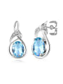 thumb Elegant Blue Geometric Shaped Glass Earrings 0