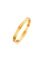 thumb Exquisite Gold Plated Frosted Stainless Steel Bangle 0