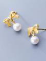 thumb 925 Sterling Silver With 18k Gold Plated Delicate Bowknot Stud Earrings 2