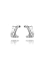 thumb Platinum Plated Geometric Shaped Crystal Stud Earrings 0