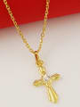 thumb Creative Cross Shaped Shimmering Zircon Copper Necklace 2