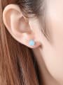 thumb 925 Sterling Silver With Opal Cute Round Stud Earrings 3