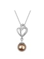 thumb Simple Imitation Pearl Tiny White Crystals Alloy Necklace 0