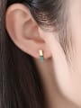 thumb 925 Sterling Silver With Turquoise Simplistic Geometric Stud Earrings 1
