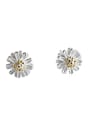 thumb 925 Sterling Silver With Silver Plated Simplistic daisies&sunflowers Stud Earrings 0