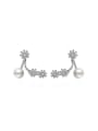thumb Fashion Little Shiny Flowers Imitation Pearl Stud Earrings 0